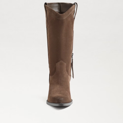 Sam Edelman Jamie Olive Taupe Side Zipper Pointed Toe Block Heel Western Boots