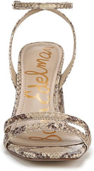 Sam Edelman Kia Light Oak Multi Square Open Toe Ankle Strap Block Heeled Sandals