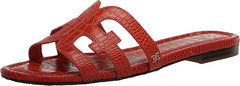 Sam Edelman Bay Terra Orange Slide Open-Toe Slip-On Leather Flat Sandals
