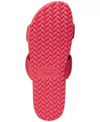 Cole Haan Mojave Double Band Geranium Leather Slip On Rounded Open Toe Sandals