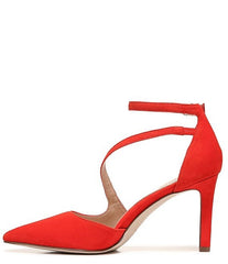 Naturalizer Abilyn Retro Poppy Suede Ankle Strap Pointed Toe Stiletto Heel Pumps