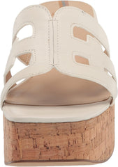 Sam Edelman Dev Bright White Cork Platform Slip On Block Heeled Open Toe Sandals