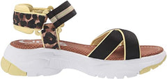 Circus by Sam Edelman Anderson Black Natural Ankle Strap Flat Sandal Lemon Drop