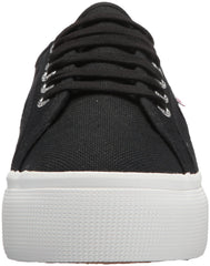Superga 2790 Black canvas White Platform Low-Top Wedge Flatform Sneakers