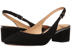 Sam Edelman Lorene Suede Low Block Heel Slingback Dress Pump Black Suede
