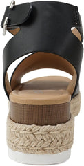 Soda Topic Black Pu Espadrilles Ankle Strap Studded Wedge Wide Platforms Sandals
