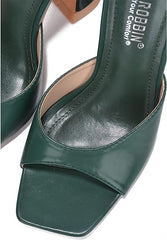 Cape Robbin Lithe Green Sexy High Spool Heel Open Squared Toe Slip On Pumps