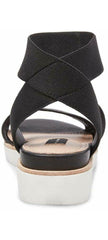 Steve Madden Gambel Black Low Wedge Fitted Strappy Ankle Strap Sandals