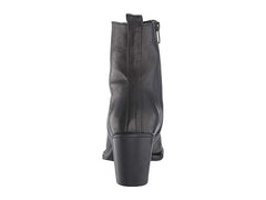 Eric Michael Camie Black Leather Pointed Toe Zipper Block Heel Ankle Booties