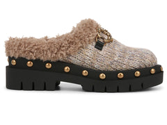 Circus NY by Sam Edelman Annie Cozy Natural Fur Fashion Slip On Platform Mules