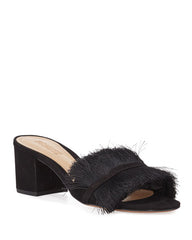 Schutz Adcelle Black Open Toe Block Heeled Slip On Mule Block Heel Sandals