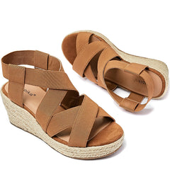 Luoika Women's Wide Wedge Sandals, Ankle Strap Flat Wedge Platform Heel Sandas