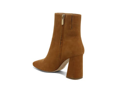 Sam Edelman Codie Frontier Brown Leather Side Zipper Square Toe Block Heel Boots