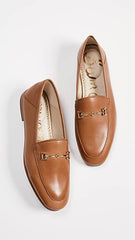 Sam Edelman Loraine Saddle Smooth Leather Almond Toe Slip On Stacked Heel Loafer