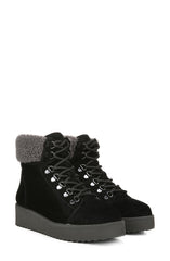 Sam Edelman Franc Black Lace-up Rounded Toe Hiker Platform Lace Up Ankle Boots