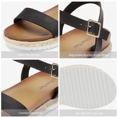 DREAM PAIRS Womens Open Toe Ankle Strap Espadrille Casual Flatform Platform Wedge Sandals