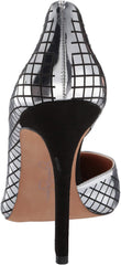 Jessica Simpson Women's Privona  Pointed Toe Metallic Pump Shoe BLACK/SILVER
