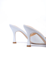 Cape Robbin Town Square On Your Knees White Mid Heel Open Toe Pumps Sandals
