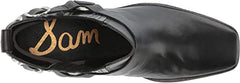 Sam Edelman Bellamie Black Leather Squared Toe Pull On Embellished Ankle Boots