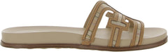 Sam Edelman Nettie Raffia Leather Slip On Open Toe Flats Slides Sandals