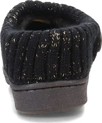 Clarks Black Knitted Collar Winter Clog Rounded Closed Toe Slippers