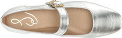 Sam Edelman Michaela Silver Leather Mary Jane Buckled Ankle Strap Square Toe Flats
