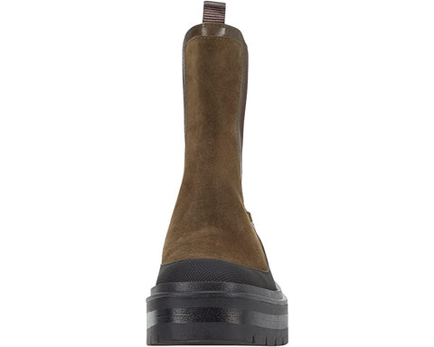 Sam Edelman Lulia Alpine Green Chunky Heel Closed Toe Pull On Ankle Combat Boots