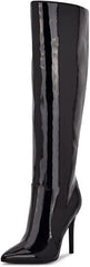 Nine West Taler3 Black1 Patent Pointed Toe Stiletto Heel Knee High Fashion Boots