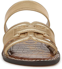 Sam Edelman Gabi Modern Ivory Double Strap Open Toe Slip On Flat Slides Sandals