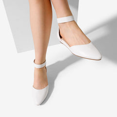 DREAM PAIRS Amiga White Low Wedge Ankle Strap Flats Shoes 12