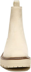Sam Edelman Laguna White Leather Chelsea Moto Rounded Toe Pull On Ankle Boots