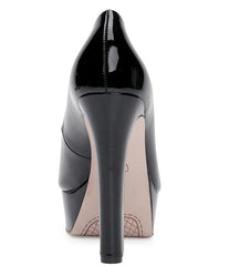 Jessica Simpson Nellah Black Patent HIgh Heel Platform Pump Thick Heel Round Toe