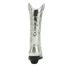 Soda Red Reno Silver Metallic Pu Western Pointed Toe Knee High Pull On Boots