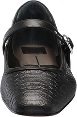 Dolce Vita Rodni Onyx Snake Embossed Mary Jane Squared Toe Fashion Ballet Flats