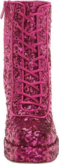 Circus By Sam Edelman Kia Sequin Dark Punk Pink Lace Up Side Zipper Ankle Boots
