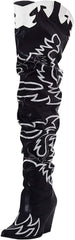 Cape Robbin Kelsey-21 Black Western Pointed Slouchy Over The Knee Thigh Boots