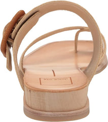 Dolce Vita Perris Natural Raffia Slip On Buckle Detailed Strappy Flats Sandals