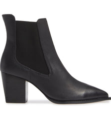 Lust For Life Tenesse Black Leather Pull On Chelsea Stacked Heel Ankle Boots (Black, 7)