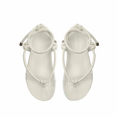 Schutz Siena Sport White Faux Leather Vinyl Strap Ankle Lace Up Low Heel Sandals