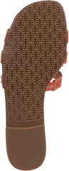 Sam Edelman Bay Orange Sunrise Round Open Toe Slip On Leather Strap Flat Sandals