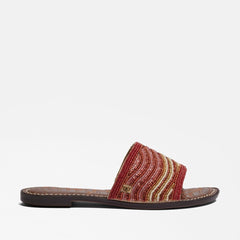 Sam Edelman Gallie Sunset Multi Slip On Rounded Open Toe Flat Slides Sandals