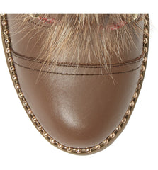 Cecelia New York Trekker Mustang Gold Multi Fur Lace Up Hiker Combat Booties