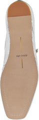 Dolce Vita Reyes Silver Distressed Leather Mary Jane Square Toe Wide Ballet Flat