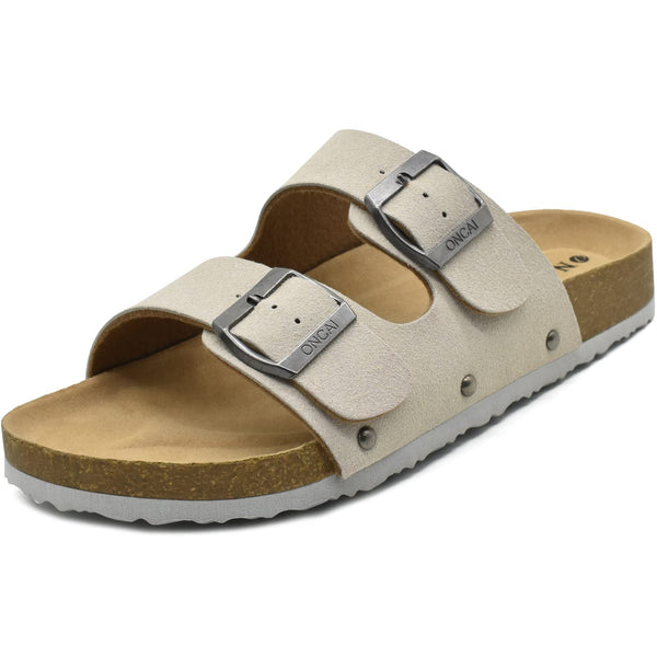 ONCAI Flat Slide Arch Support Strap Adjustable Buckle Slip on Slides Sandals 42