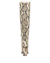 Vince Camuto Dreven Beige Snake Over The Knee Thigh High Block Heel Dress Boots