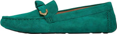 Cole Haan Evelyn Bow Driver Aventurine Suede Slip On Rounded Toe Flats Loafers