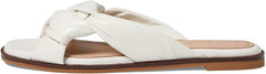 Cole Haan Anica Ivory Leather Open Toe Slip On Knotted Strap Flat Slides Sandals
