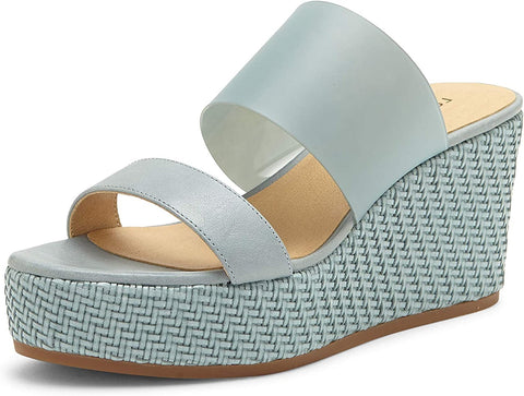 Lucky Brand Brindia Lead Strappy Slip On Platform Suede Wedge Fashion Sandals