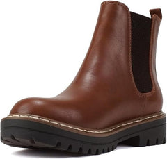 Soda Pilot Tan/Brown Welt Pu Pull On Round Toe Chunky Platform Ankle Boots