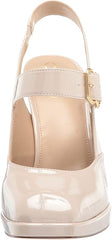 Sam Edelman Jildie Linen Patent Mary Jane Platform Slingback Pumps Sandals
